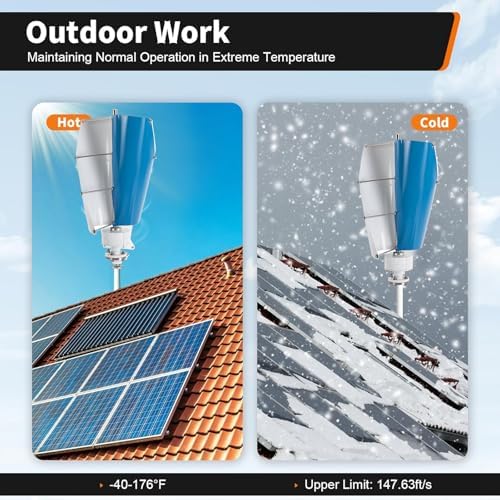 3000W-6000W 12V Vertical Wind Turbine Generator with Charge Controller, Quiet Hybrid Solar & Wind System for Boats, Gazebos, Off-Grid Energy Solutions