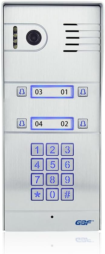 GBF Smart Full IP Video Door Station/Smart Video Intercom System for 4 Unit Apartment (GBF-PL963PM4U-POE)- 1080P Camera, Built in POE, Control Two Locks remotely, Smart Keypad
