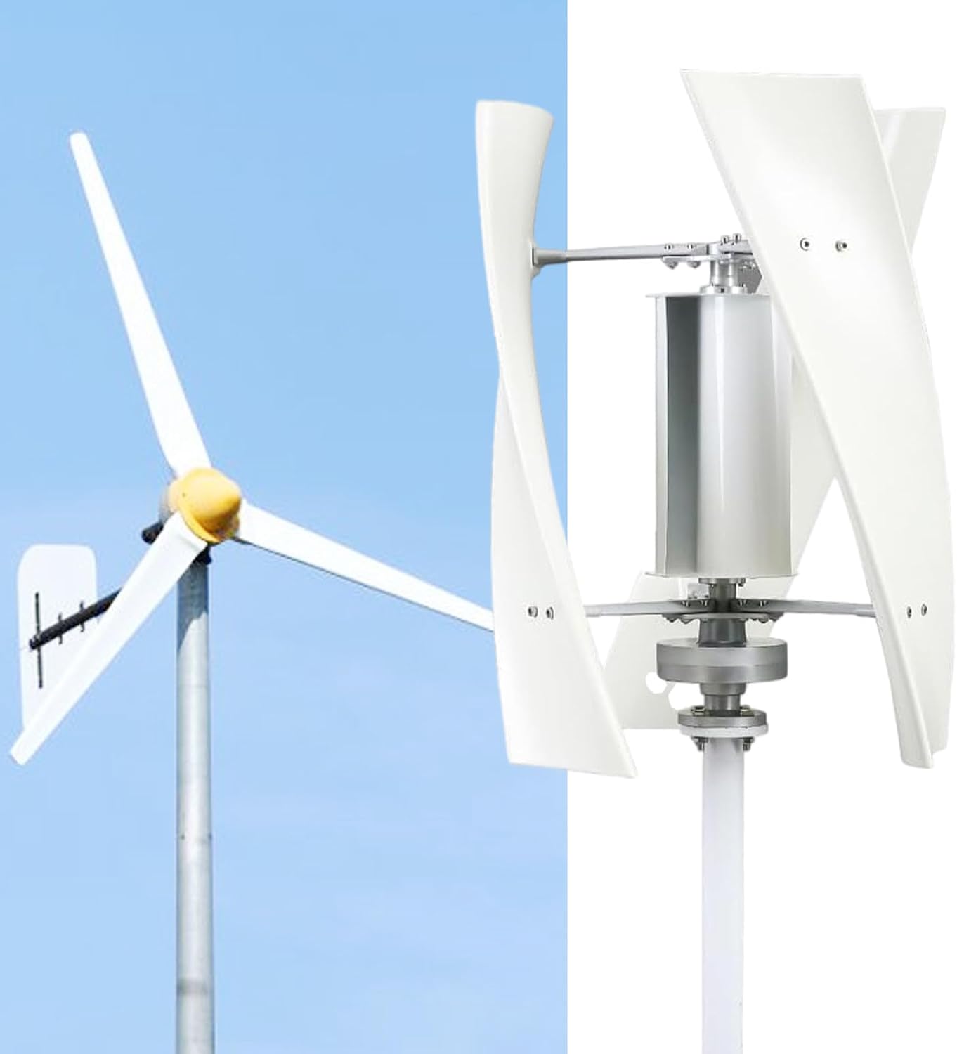 3000W Vertical Axis Wind Turbine Generator Kit, 12V/24V, Efficient 3-Blade Permanent Magnet System for Hybrid Wind and Solar Energy Solutions, Eco-Friendly Power Generation
