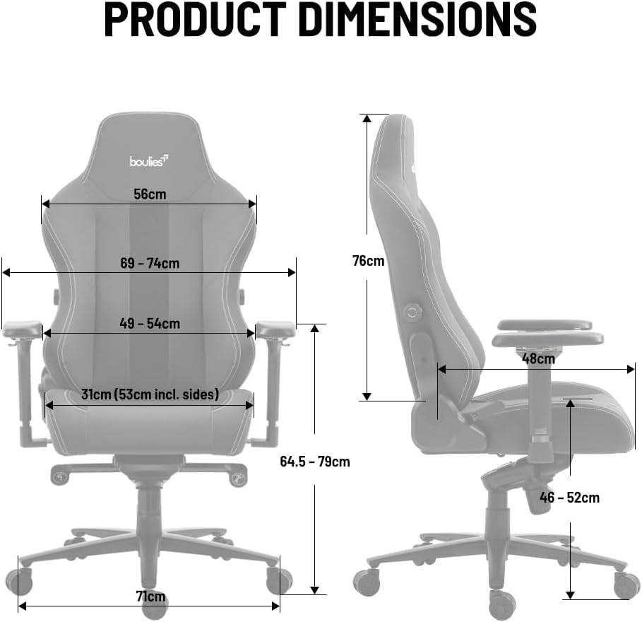boulies Master Gaming Chair, Ergonomic Office Chair for Adults with 4D Armrests, Comfortable Computer Chair for Home with Adjustable 4-Way Built-in Lumbar Support