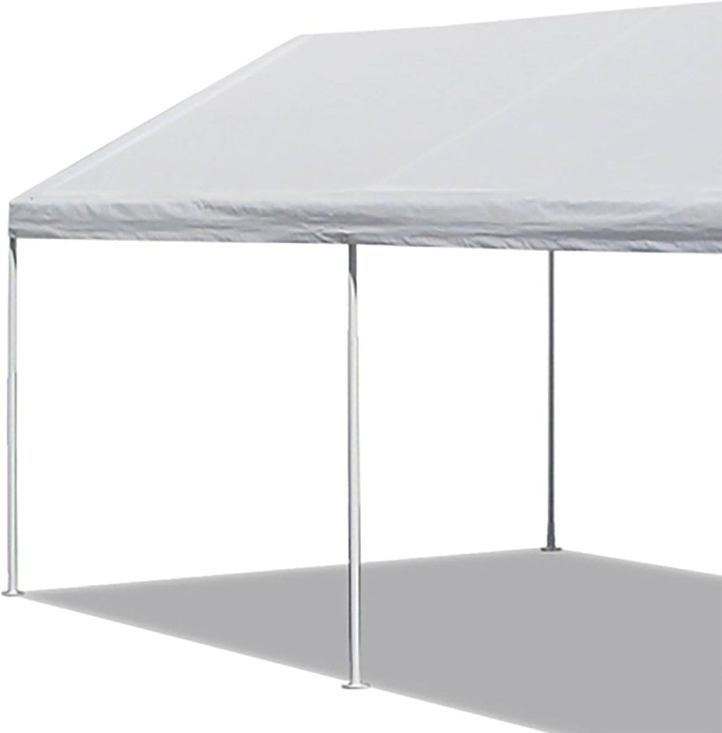 Caravan Canopy Powder Coated Heavy Duty Steel Frame Pop Up Carport with 6 Steel Stakes for Outdoor Activities and Events, White