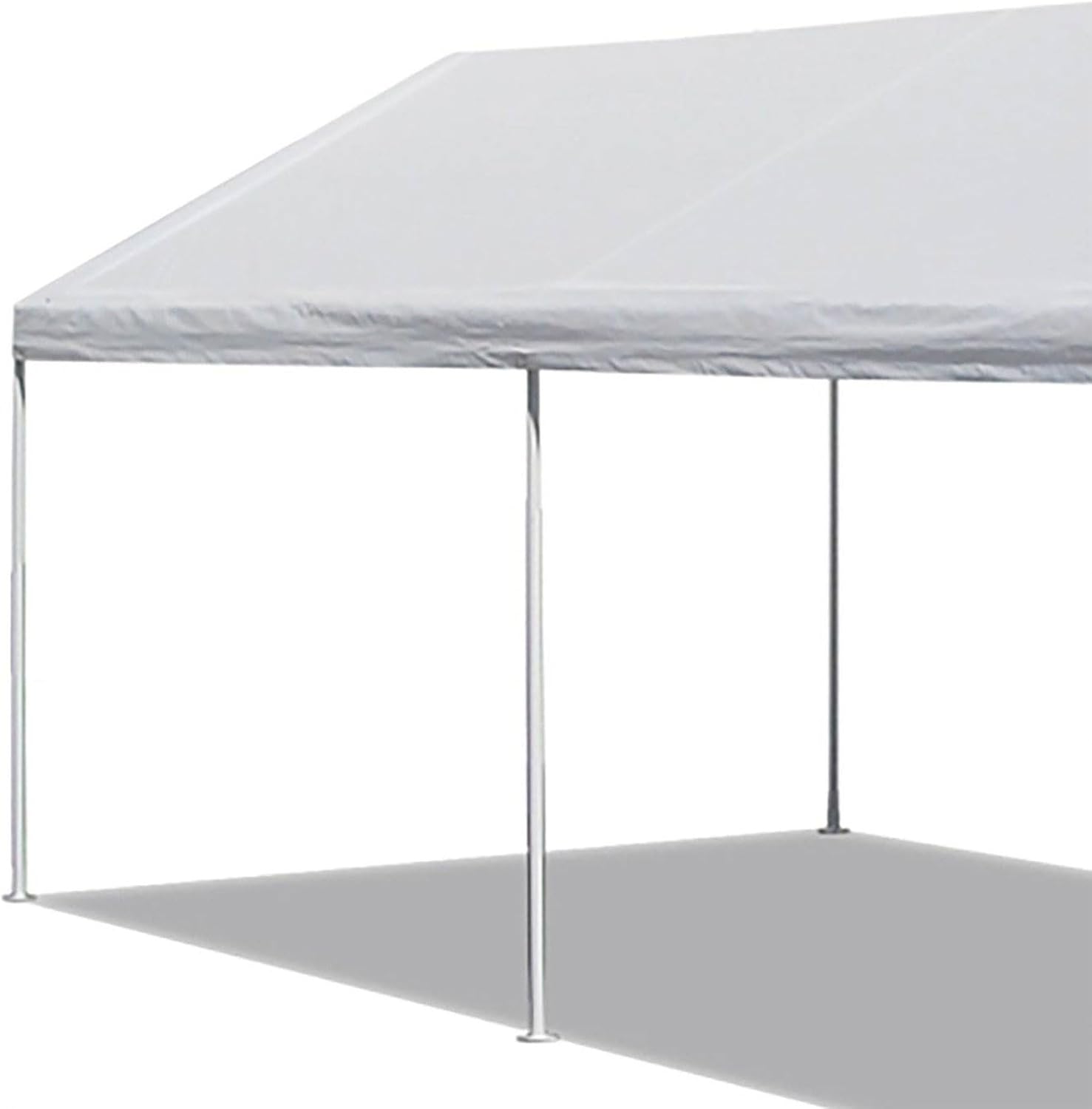 Caravan Canopy Powder Coated Heavy Duty Steel Frame Pop Up Carport with 6 Steel Stakes for Outdoor Activities and Events, White