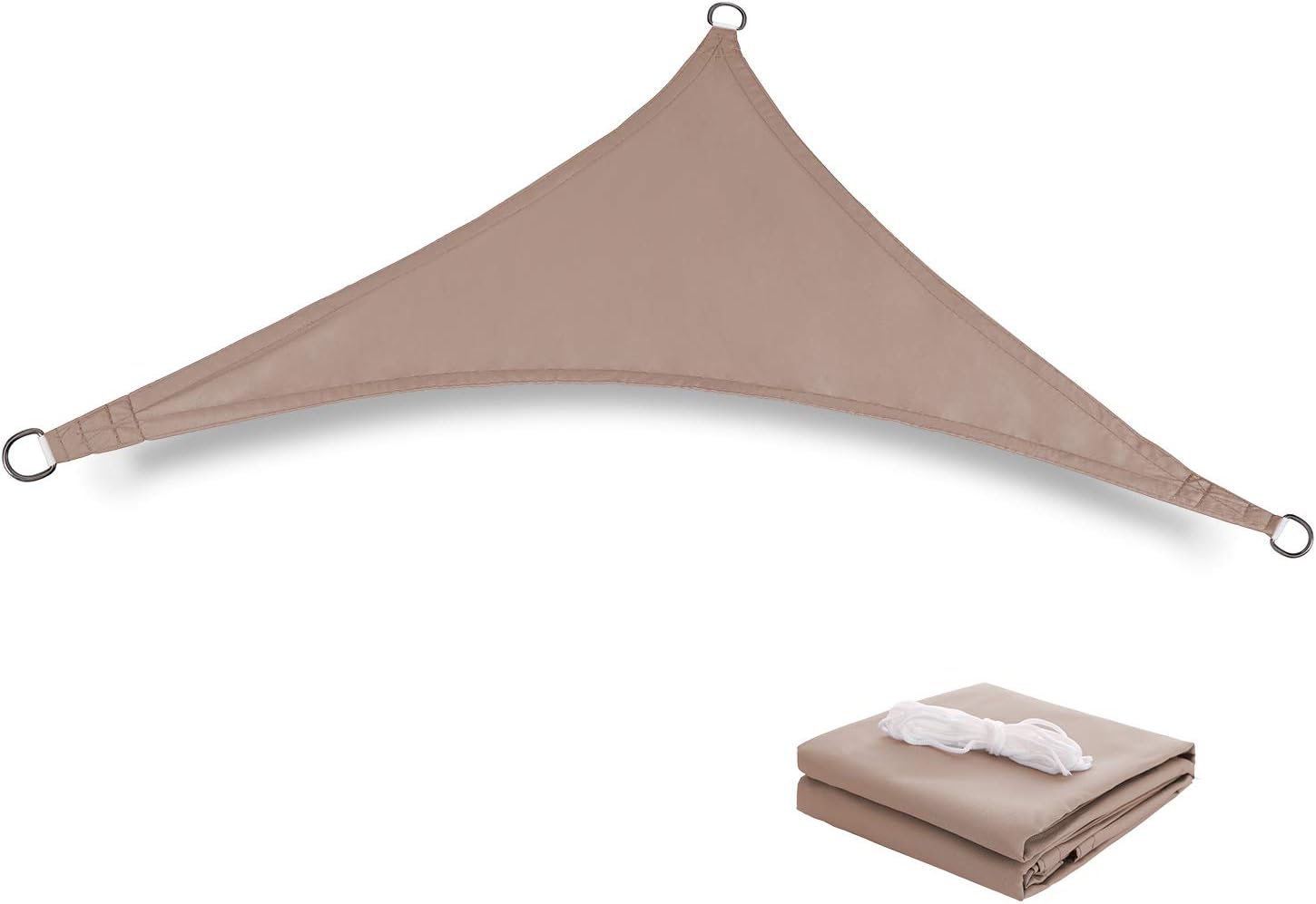 Sun Shade Sail Waterproof,UV Block Khaki Triangle 12' x 12' x 12' Shade Sails,for Outdoor Pergola Carport Awning Yard Activities