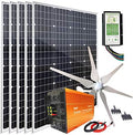 1000W Solar Panel Kit with 400W Wind Turbine Generator + 5pcs 120W Mono Solar Panel + 3000W 12V to 120V Power Inverter + Hybrid Charge Controller for 12V Battery Charge