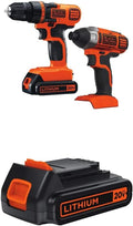 BLACK+DECKER LBXR20 20-Volt MAX Extended Run Time Lithium-Ion Cordless To with Black & Decker 20V MAX Drill/Driver Impact Combo Kit