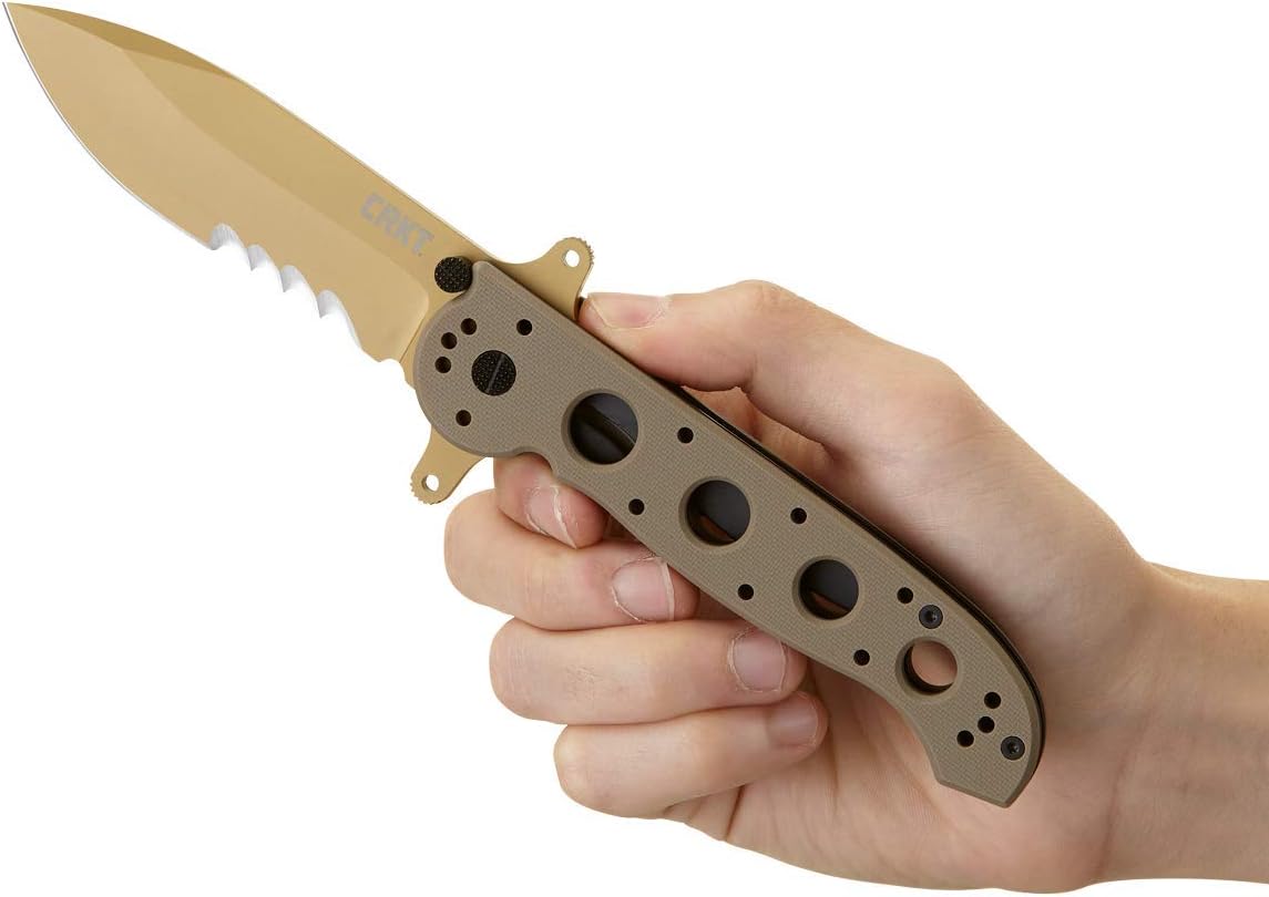 CRKT M21-14DSFG Folding Knife with Liner Lock: 1.4116 Veff Serrations Blade, G10 Handle, Reversible Pocket Clip, M21-14DSFG