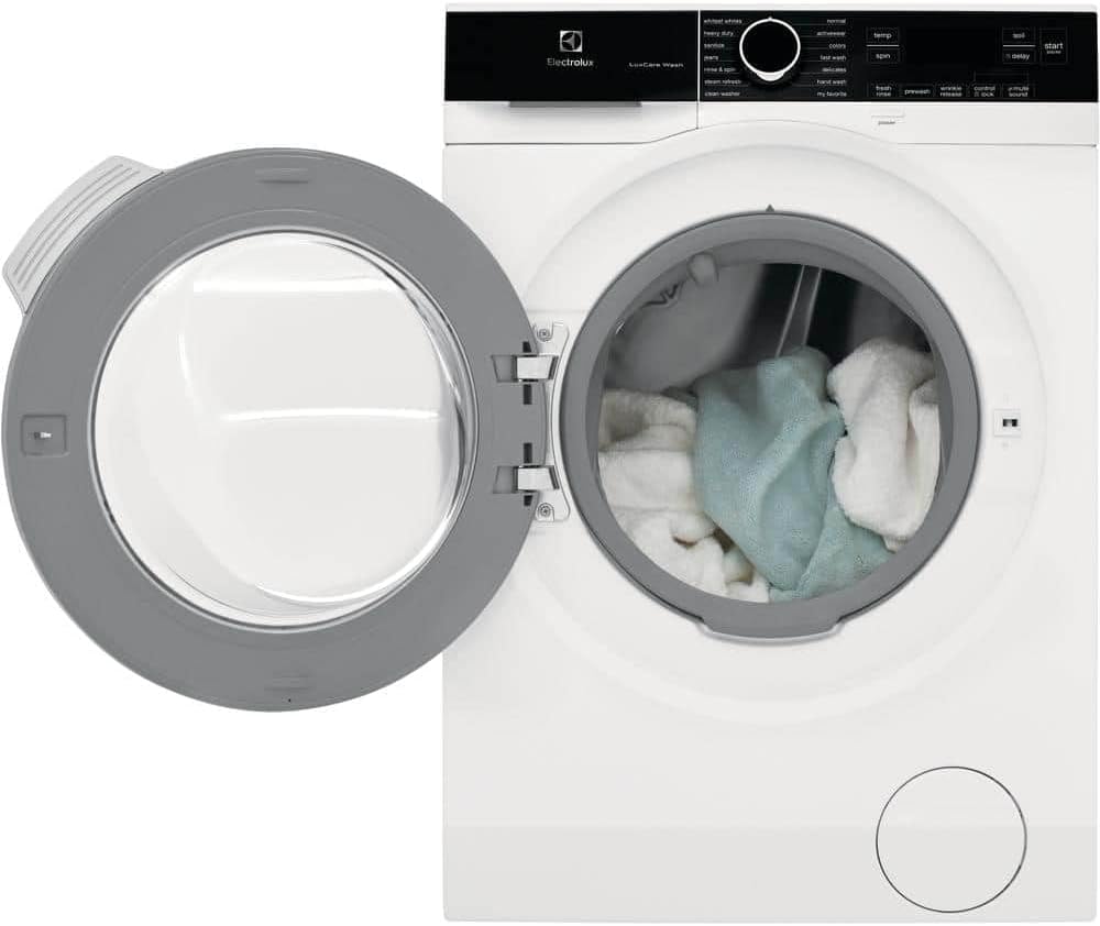 Electrolux 24 in 2.4 cu. ft. Compact Stackable Front Load Washer in White with LuxCare Wash and Steam Refresh