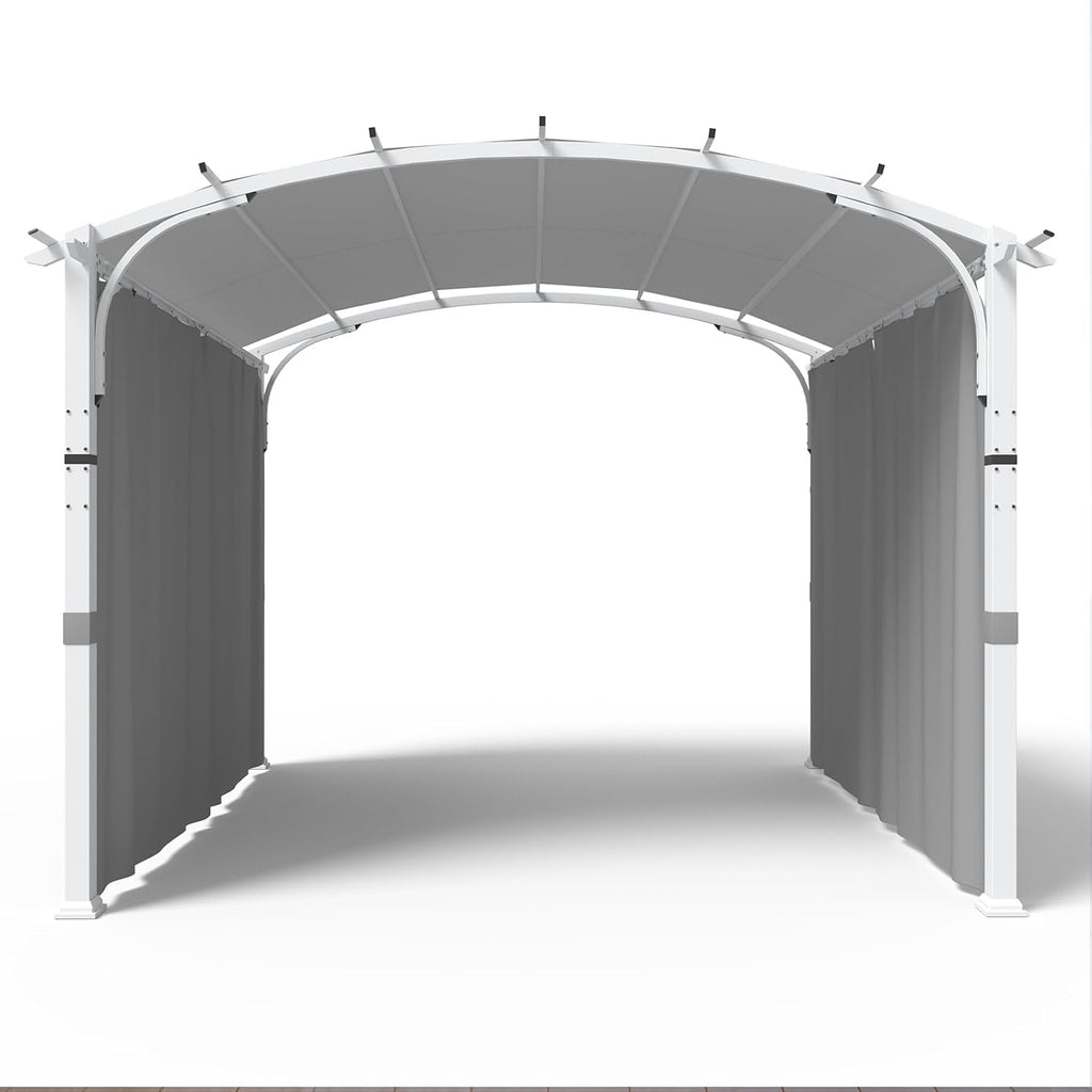 11'x11' Patio Pergola Canopy with Full Closure Sidewalls, Outdoor Metal Gazebo Pergola with Privacy Curtains, Gray