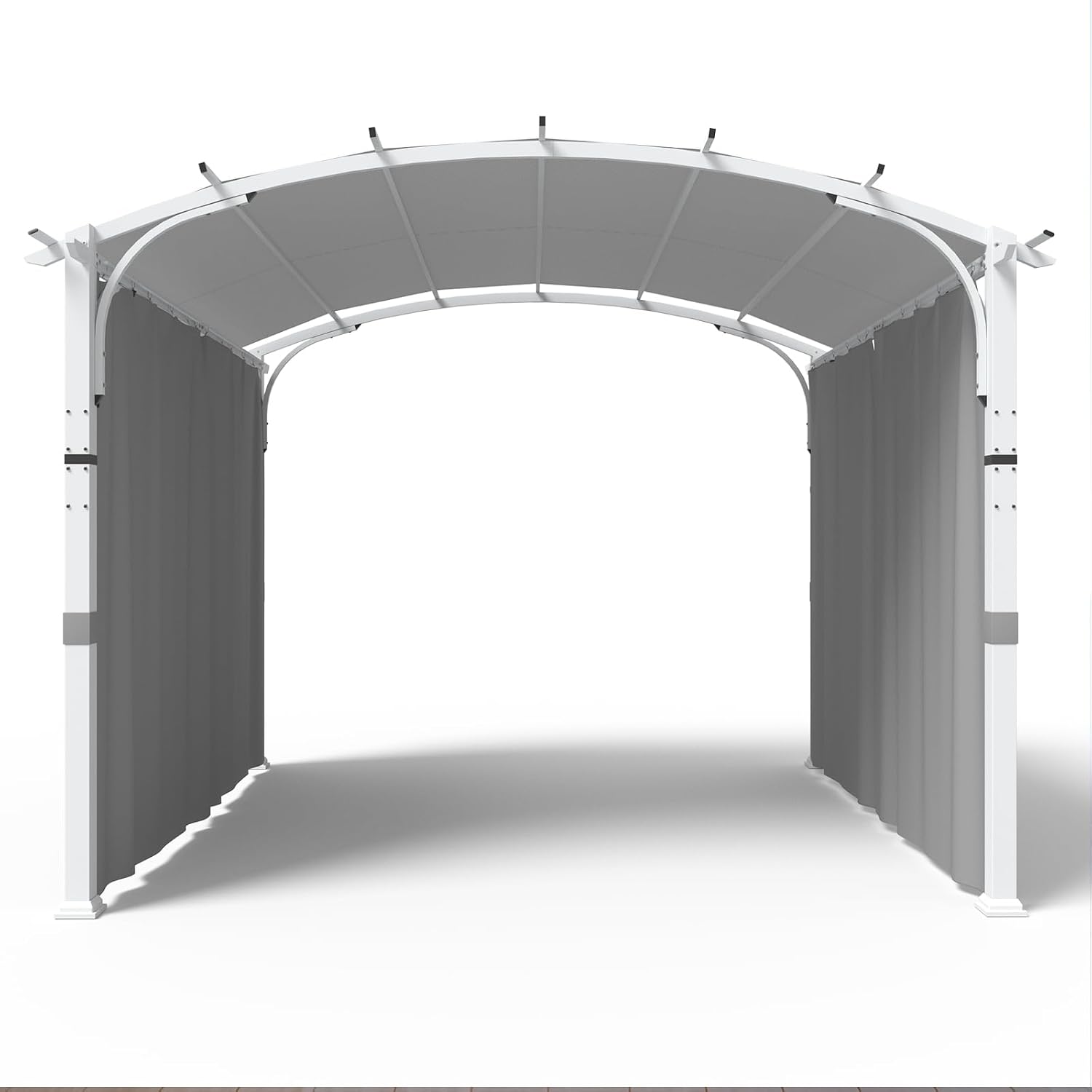 11'x11' Patio Pergola Canopy with Full Closure Sidewalls, Outdoor Metal Gazebo Pergola with Privacy Curtains, Gray