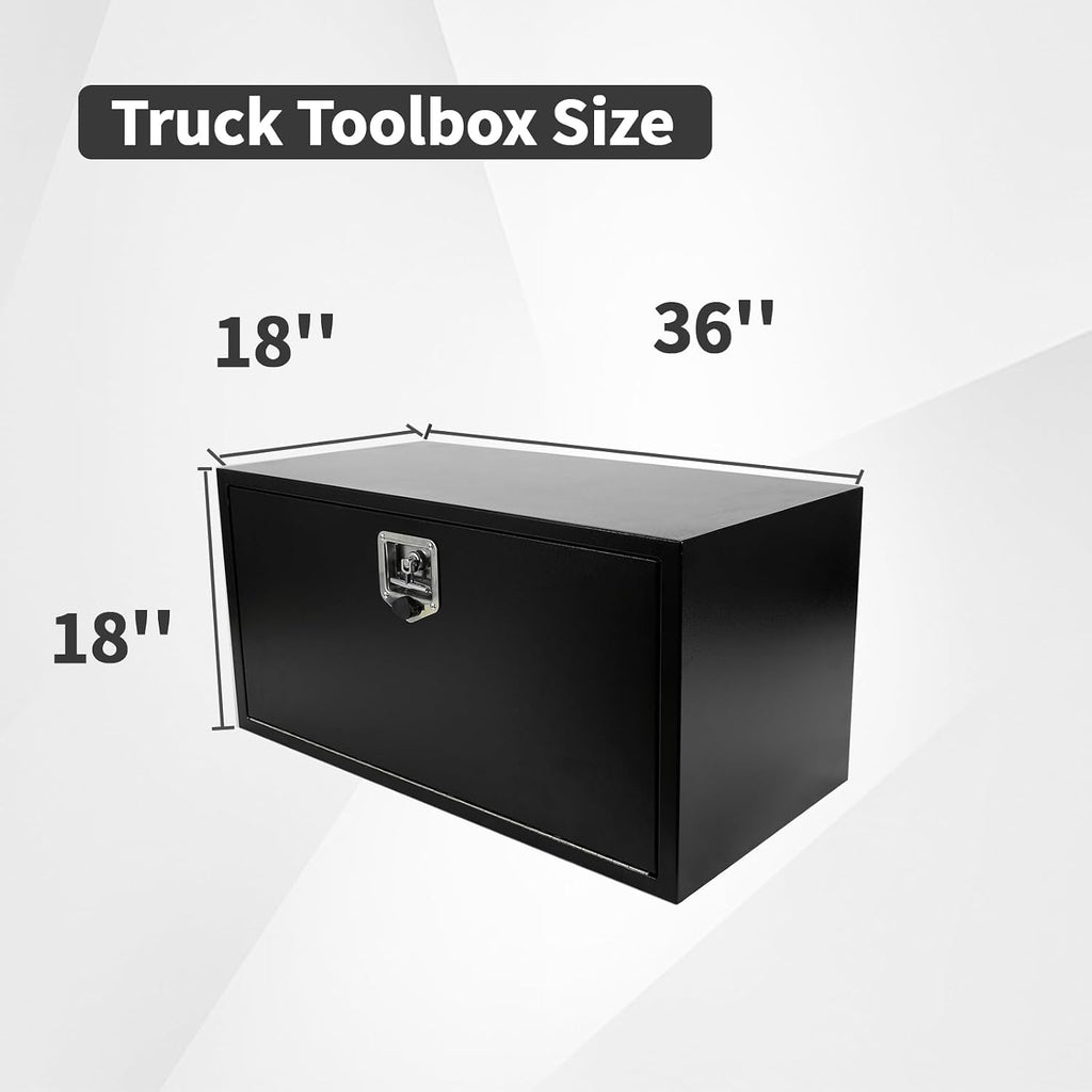 36 Inch Underbody Tool Box,Heavy Duty Underbody Truck Tool Box w/T-Handle Latch and keys for Pickup Truck,Utility Tractor,RV,Waterproof Tool Chest For Storage & Organization-36 × 18 × 18 inch