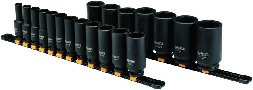 DEWALT Deep Impact Socket Set, 1/2 in Drive SAE, 6 PT, 19 Piece (DWMT19239)
