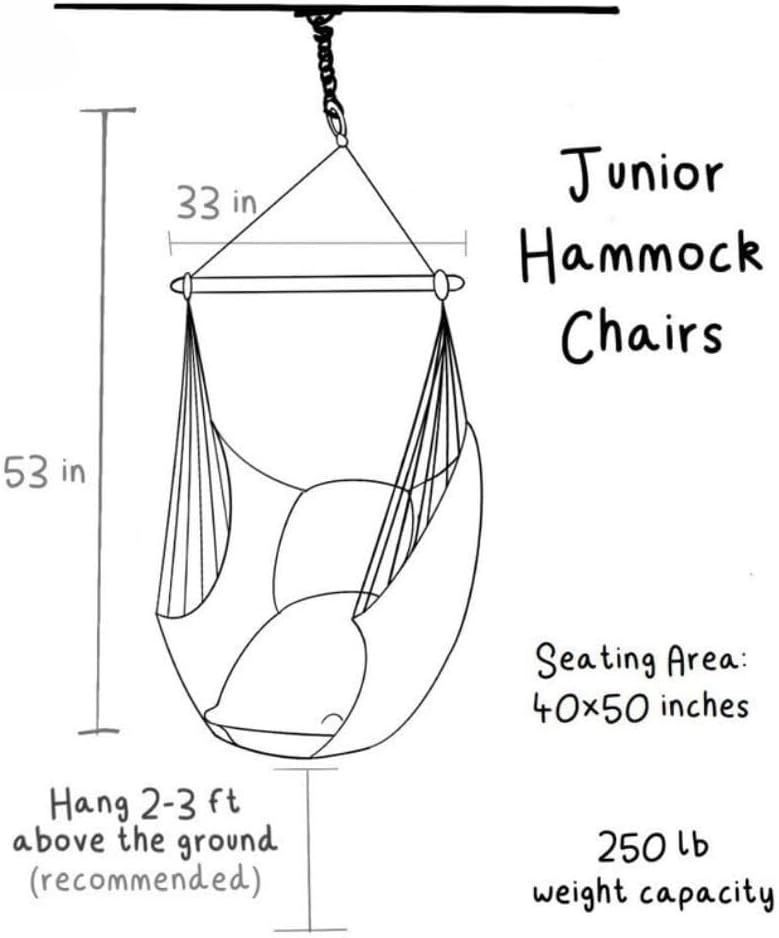 Blue Hammock Chair Swing, Bohemian Hanging Chair for Bedroom & Patio, 53' L x 33' W, Cozy Swinging Reading Chair