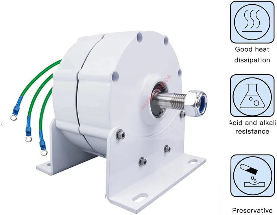3000W Gearless Permanent Magnet Generator,with Voltage Converter 12V 24V 48V 220V Low RPM Permanent Magnet Generator for Wind Energy Solar Street Lights (with Base)