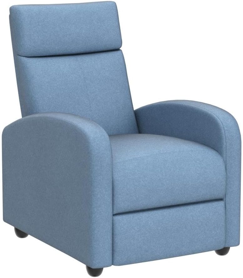 Furniwell Massage Recliner Chair for Living Room Adjustable Fabric Reclining Chair Home Theater Seating Modern Winback Single Sofa for Adults with Footrest (Blue)