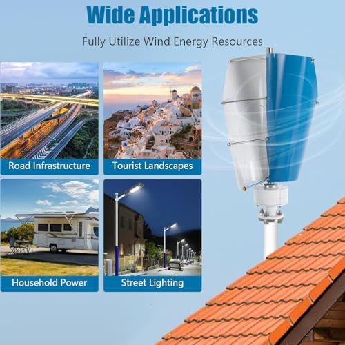 3000W Wind Turbine Generator with Controller & Power Inverter, Low-Noise 2-Blade Windmill for 12V/24V/48V/220V, Ideal for Off-Grid & Mountainous Areas