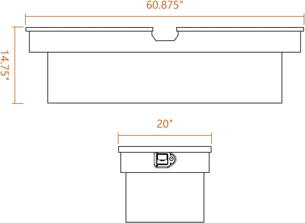SSN 60 Inch Black Heavy-Wall Gull Wing Aluminum Truck Tool Box with 2 Locks,RigidCore Lids Pickup Truck Bed Tool Box for Storage and Organization