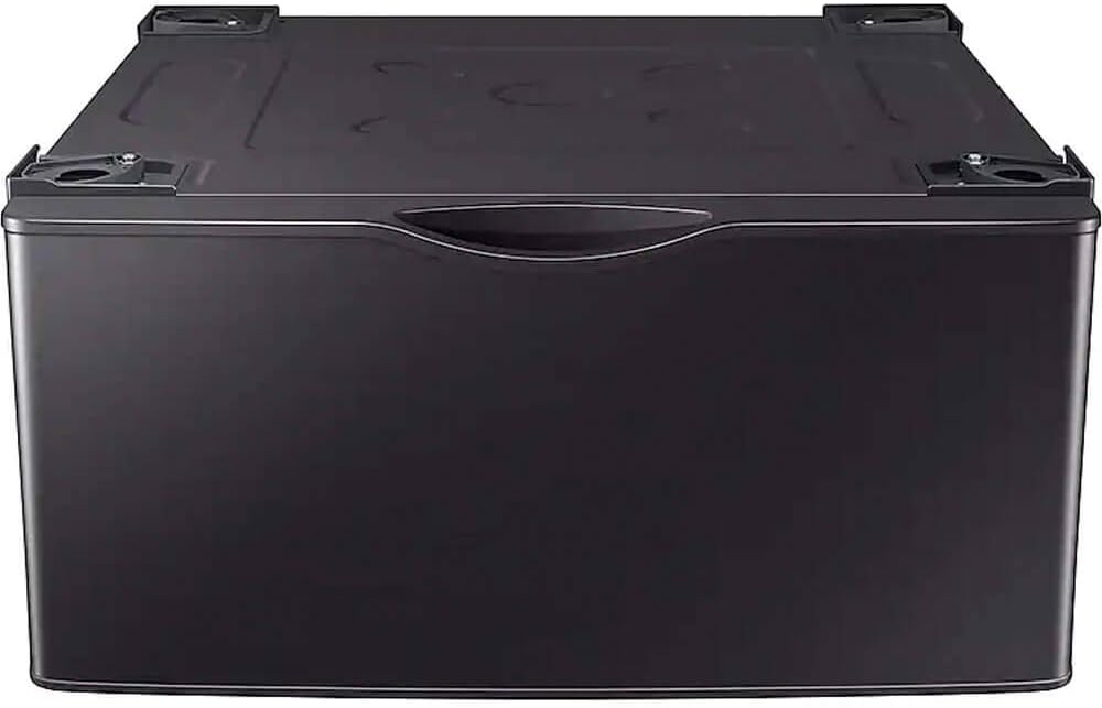 SAMSUNG 27-Inch Washer Dryer Pedestal Stand w/ Pull Out Laundry Storage Drawer, Stainless Steel, WE402NV/A3, Brushed Black