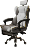 Executive Office Chair PU Leather Desk Chairs with Arms and Footrest, Ergonomic Computer Chair with Wide Seat for Comfort(Gray1)
