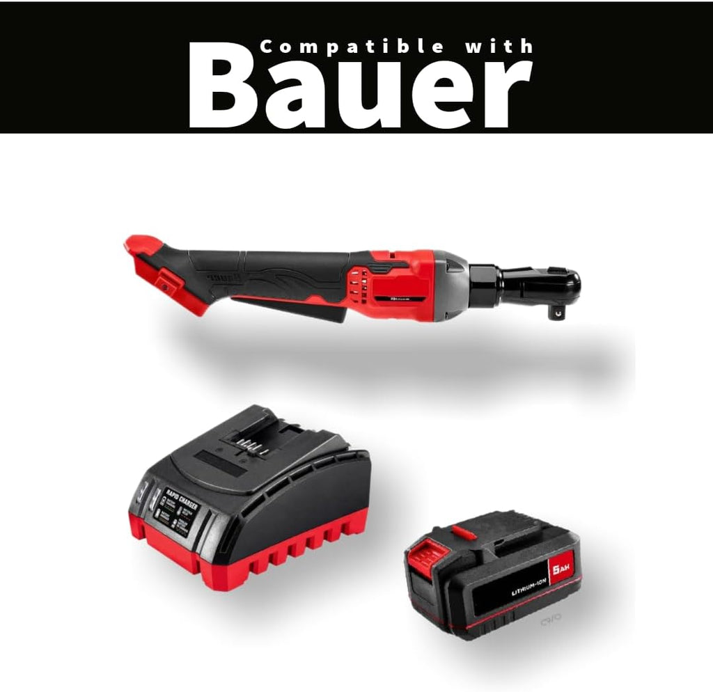 NEW! 20-Volt Lithium-Ion Cordless Combo Kit (Complete Power Tool Bundle) with 20V Cordless, 1/2 in. Ratchet, 20V 5Ah Lithium Ion Battery & 20V Rapid Charger - Fits All BAUER 20V Tools