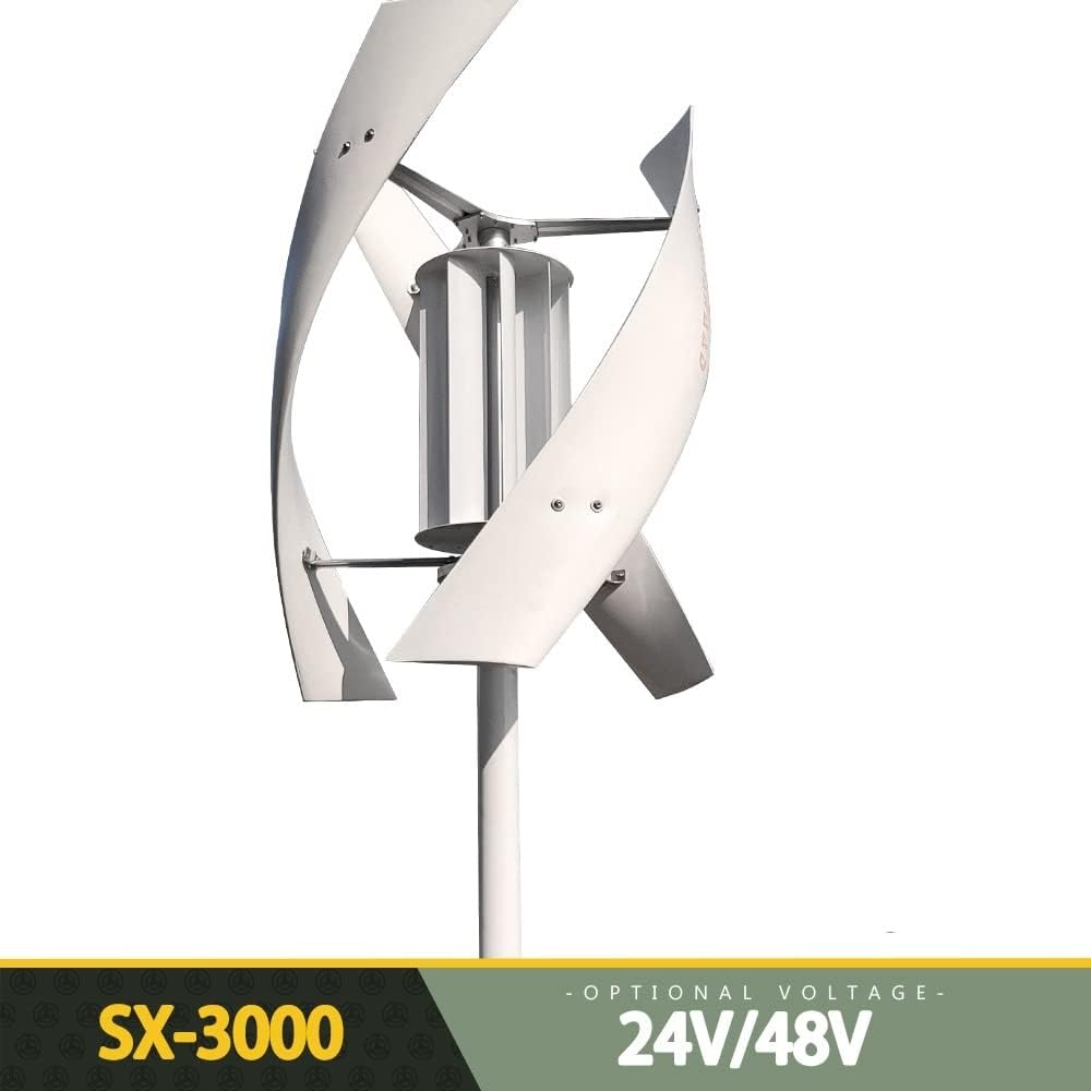 Wind Turbine Generator, 3000W 24V 48V Vertical Wind Turbine Generator for Home Free Energy Wind Power Windmill Permanent Maglev with MPPT Controller,Generator Motor(with Controller,24V_1600W)