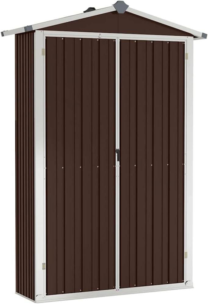 vidaXL Garden Shed Brown Galvanized Steel and Plastic