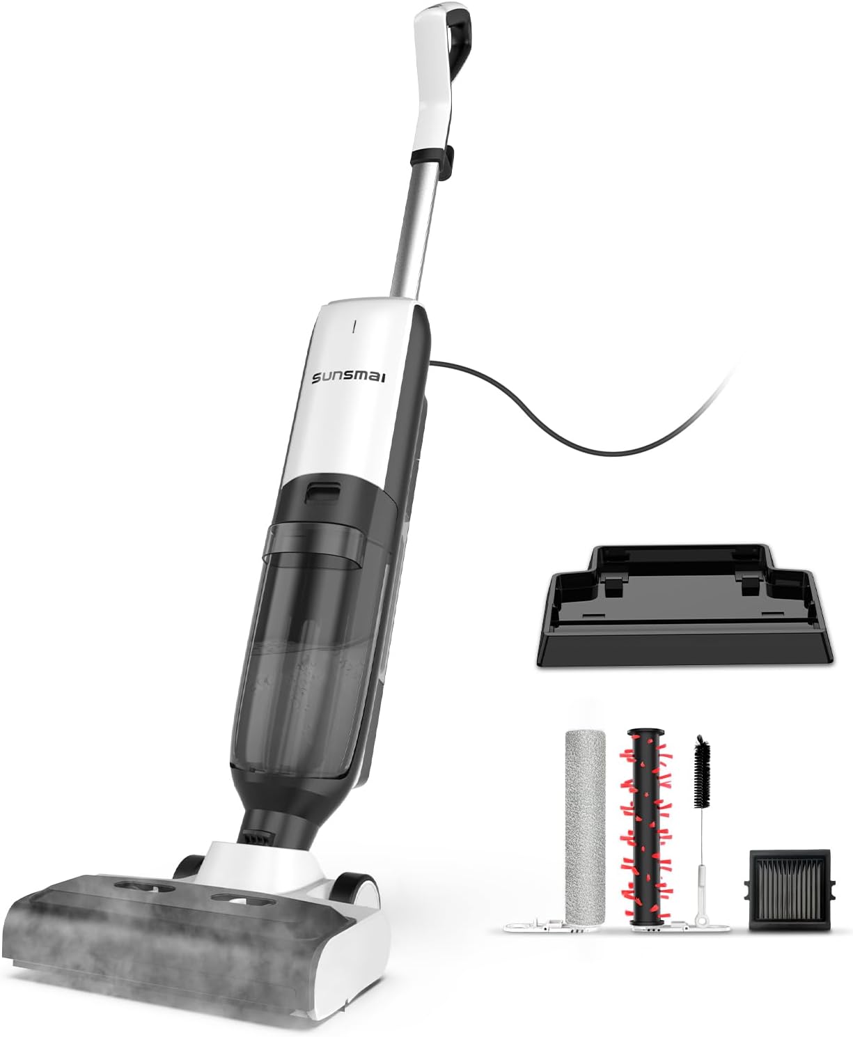 4-in-1 Steam Vacuum Mop - High-Performance Wet Dry Floor Cleaner for Hardwood Floors Carpets, 212°F Steam for Tough Stains, Self-Cleaning LED Display
