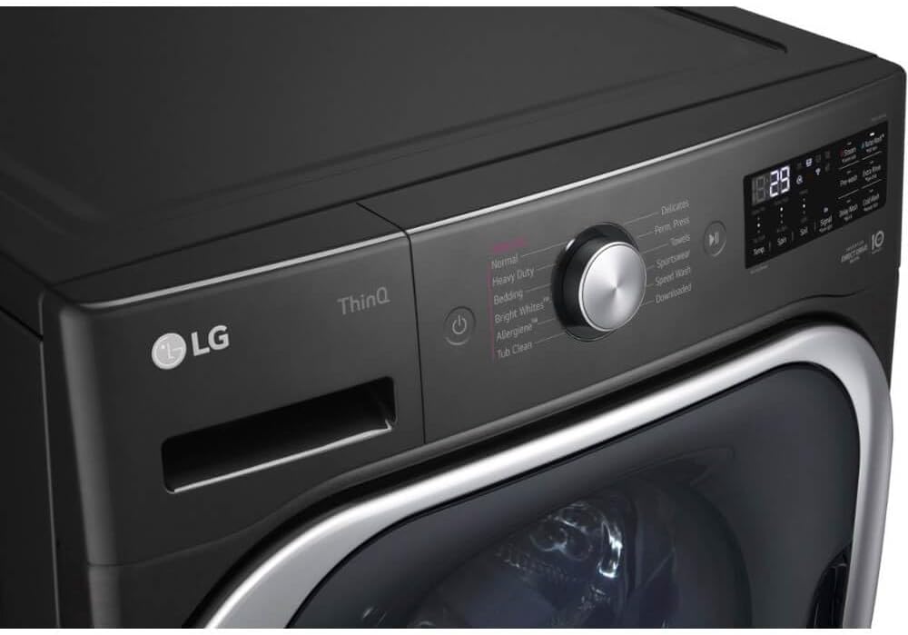 LG 5.2 cu. Ft Stackable Smart Front Load Washer in Black Steel with Steam & Turbowash Technology