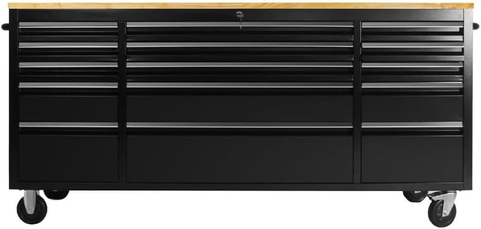 AnorTrek 72 inch Tool Chest with 15 Drawers for Garage, Workbench and Repair Store, Tool Cabinet -Black (72 inch Tool Chest- Black)