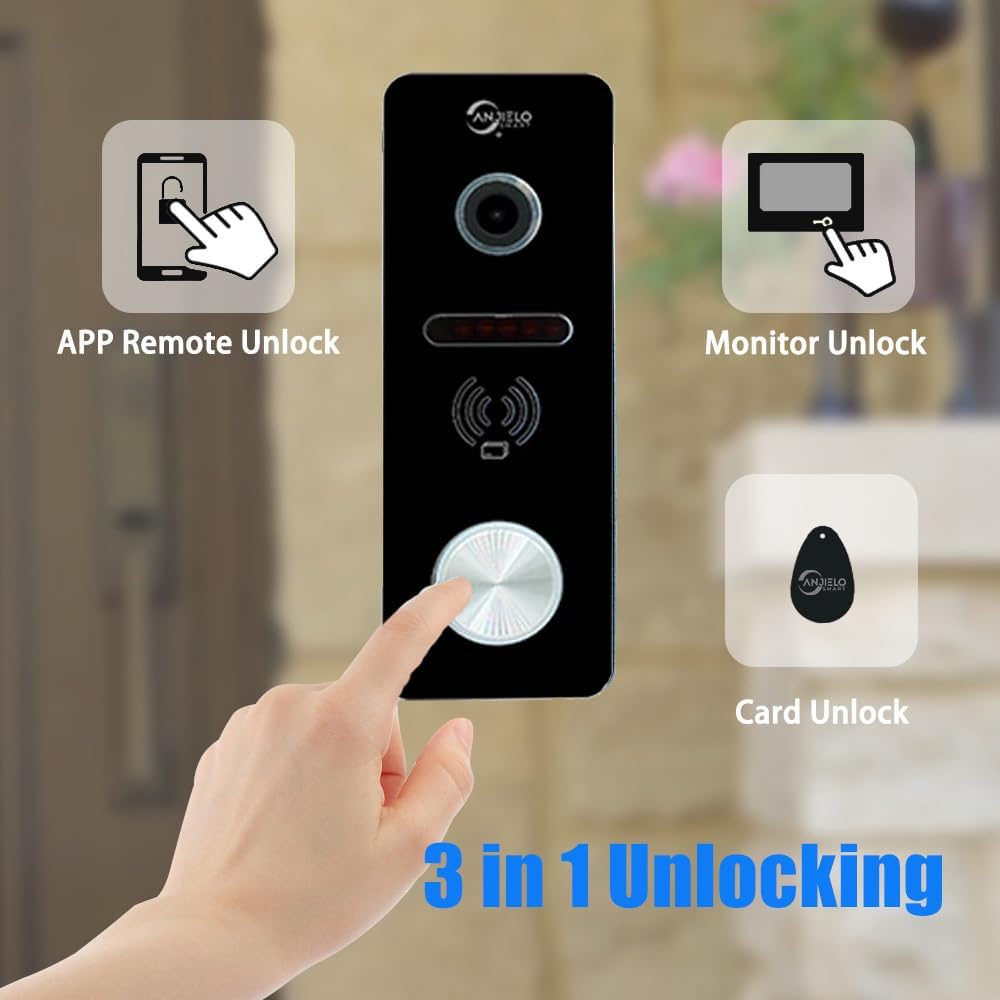 Wired Video Doorbell Intercom System 1080P HD Camera 7 inch Monitor Entry Doorphone Door Camera TUYA WiFi Smart Home Door Phone Kits for Apartment Home Villa (1 Doorbell + 3 Monitor)
