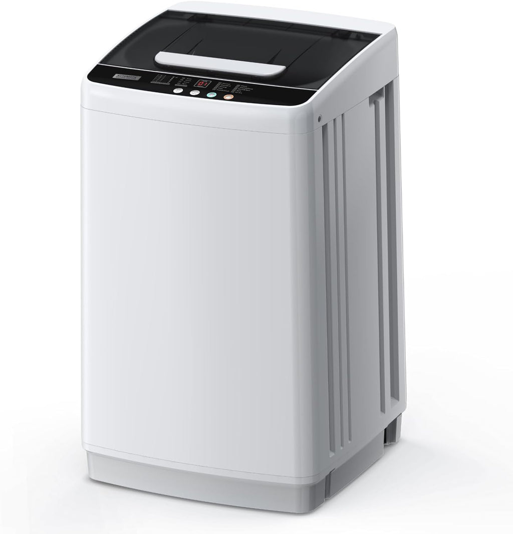 EUHOMY 1.03cu.ft Portable Washer, 8.8Lbs Capacity Small Portable Washing Machine with 10 Programs 5 Water Levels, Drain Pump and LED Display,Compact Washer for Apartments, RVs, Homes, Light Gray