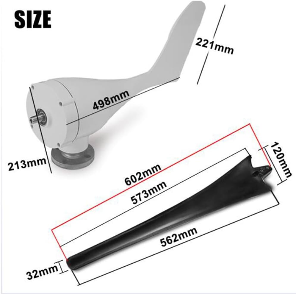 12V,1000W -3000W Wind Turbine Generator, 6 Blade 48V 220V Garden Turbines Generator with Charge Controller for Solar Power Homeuse (48V)