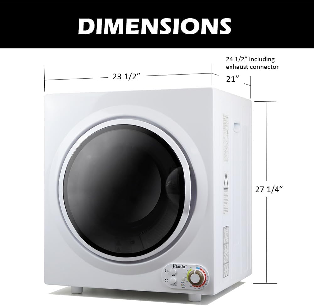 Panda Compact Dryer 13.2 lbs Load Volume 110V 1500W Portable Clothes Dryer 3.5 cu.ft. Stainless Steel Tub, 4 Drying Modes