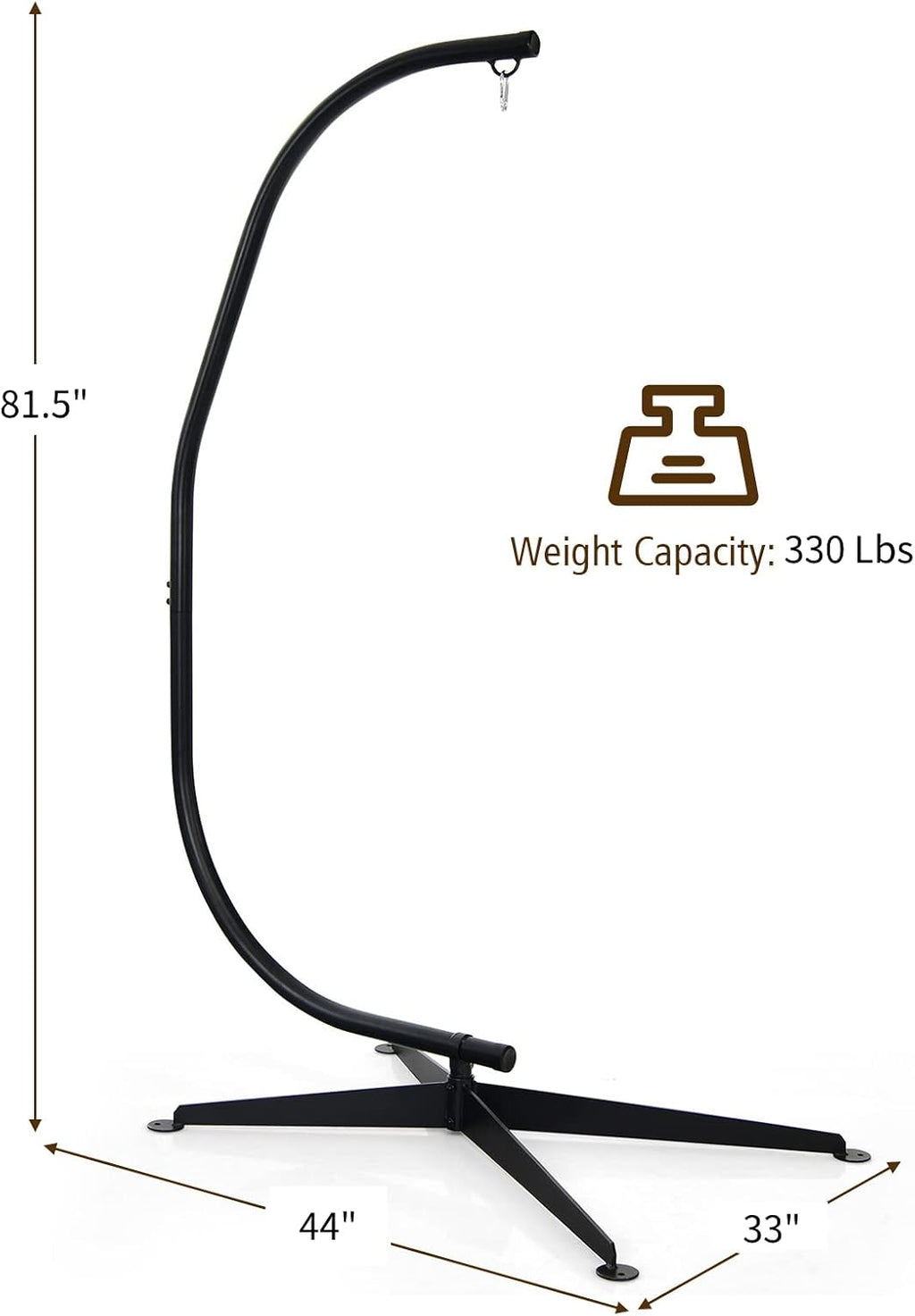 Tangkula Hammock Stand, Steel C Stand for Hanging Chair, Hammock Chair Stand Only with Buckle Hook, Offset Base, 360-Degree Rotation Egg Chair Stand for Indoor Outdoor