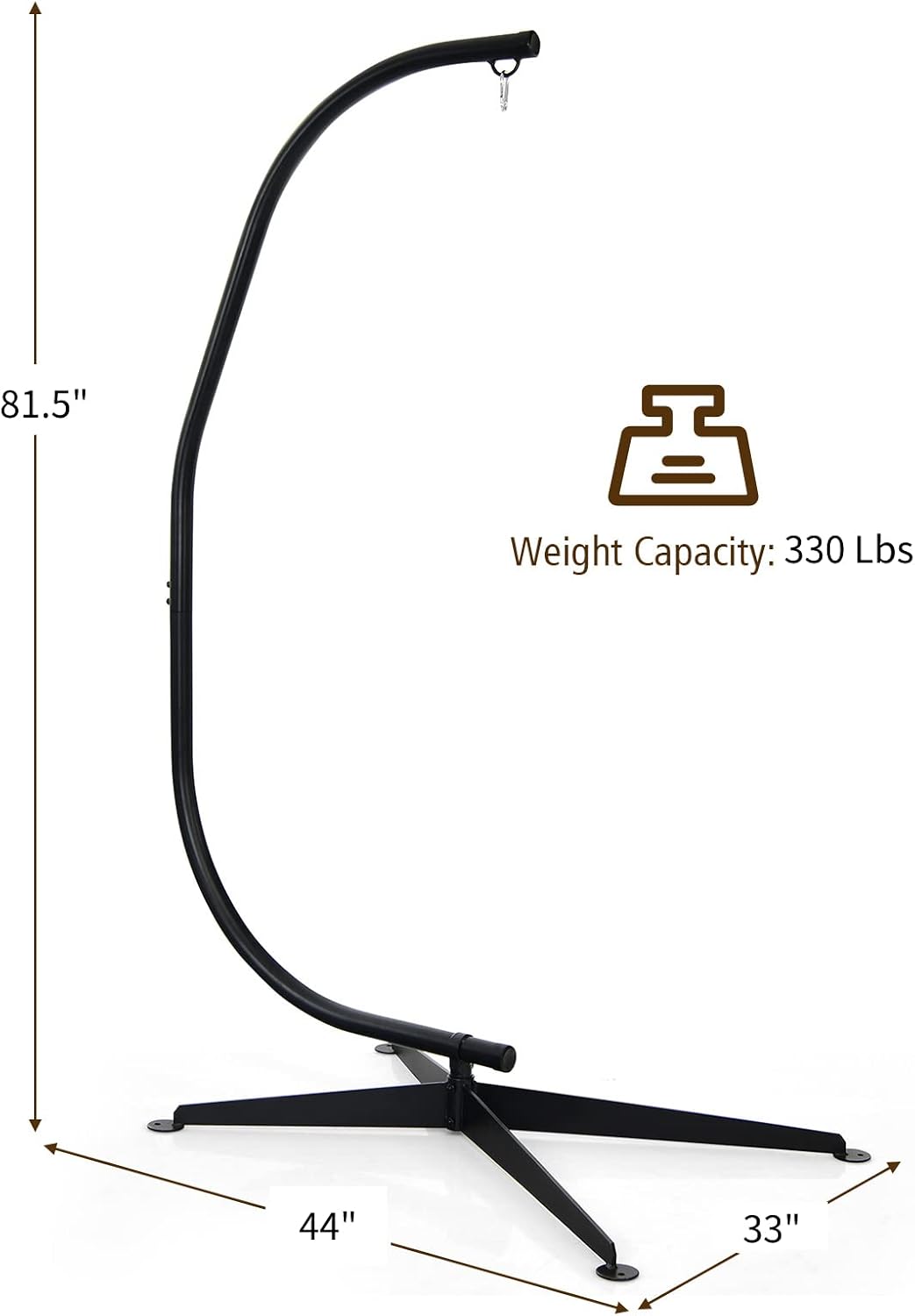 Tangkula Hammock Stand, Steel C Stand for Hanging Chair, Hammock Chair Stand Only with Buckle Hook, Offset Base, 360-Degree Rotation Egg Chair Stand for Indoor Outdoor