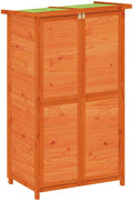 vidaXL Garden Tool Shed Organizer - Brown Solid Pine Wood Storage with Rainproof Roof - 32.7' x 22.4' x 55.1'