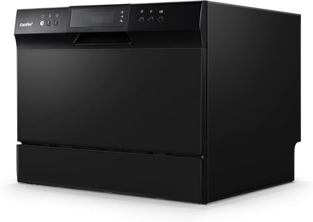 COMFEE' Countertop Dishwasher, Energy Star Portable Dishwasher, 6 Place Settings & 8 Washing Programs, Speed, Baby-Care, ECO& Glass, Dish Washer for Dorm, RV& Apartment, Black