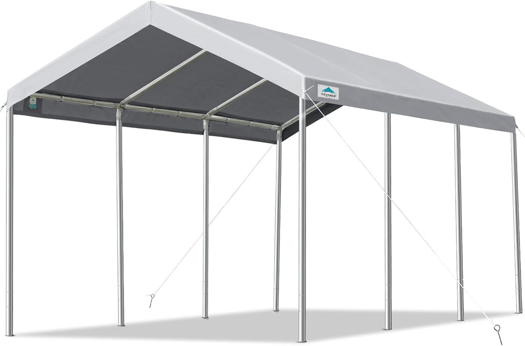 ADVANCE OUTDOOR 10x20 ft Heavy Duty Carport, Adjustable Height Garage Car Canopy Party Tent Boat Shelter, Gray