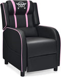 DORTALA Massage Gaming Chair for Adults, Adjustable Recliner Sofa w/Footrest and Massage Function, Adjustable Living Room Recliner, Home Theater Seating, PU Leather, 330LBS Weight Capacity, Pink