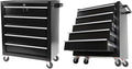 Black 5 Drawer Rolling Tool Cart - Lockable Home Repair Tool Storage Organizer with Wheels for Mechanic Garage, Workshop & Home Crafts Use