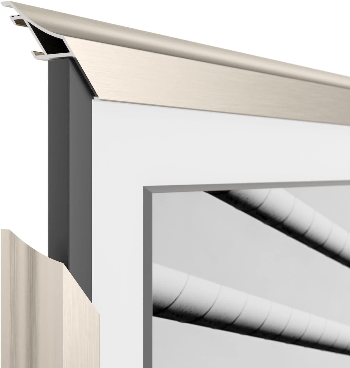 German Silver Scoop 43' Alloy Deco TV Frame - Compatible ONLY with Samsung The Frame TVs (Fits 2021-2026, LS03A, LS03B, LS03C, LS03D, LS03FA)