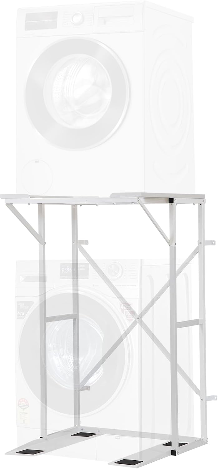 Universal Washer Dryer Stacking Rack Stand Heavy-Duty Carbon Steel, Premium Washer Dryer Stand Compatible with Most Brands and Models