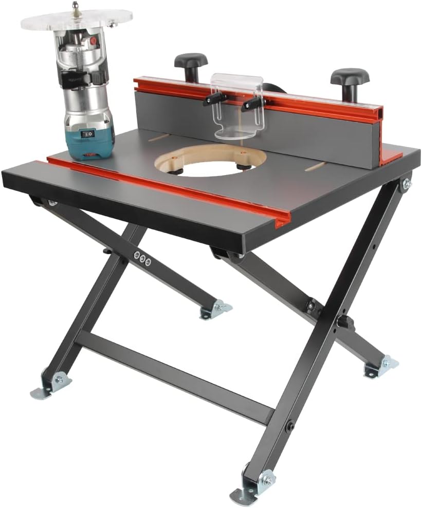 O'SKOOL Quick Convertible and Foldable Benchtop Trim Router Table with Insert Plate Kit, RTS10
