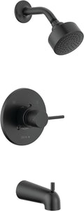 Delta Modern 14 Series Bathtub and Shower Faucet Set, Matte Black Shower Head and Handle Set, Valve Trim Kit, Matte Black T14459-BL-PP (Valve Not Included)