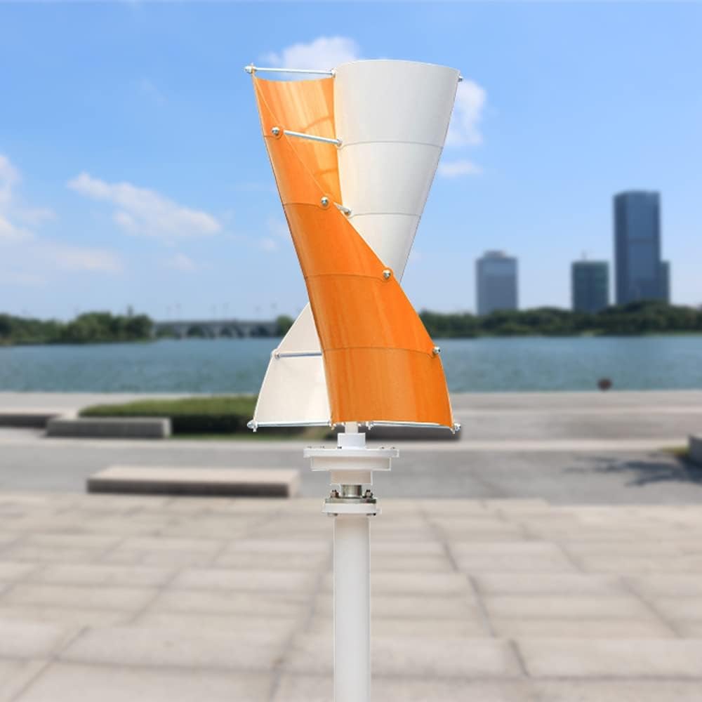 Wind Turbine Generator, 3000W Wind Vertical Turbine Generator Alternative Free Energy Windmill 24V 48V MPPT Controller Wind System,Generator Motor(Orange White,MPPT Controller_12V)