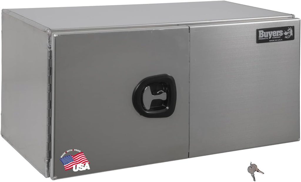 Buyers Products 1705410 Silver Pro Series Smooth Aluminum Underbody Truck Box with Barn Door, 18x18x48 Inch, Durable Vehicle Tool Box for Storage and Organization