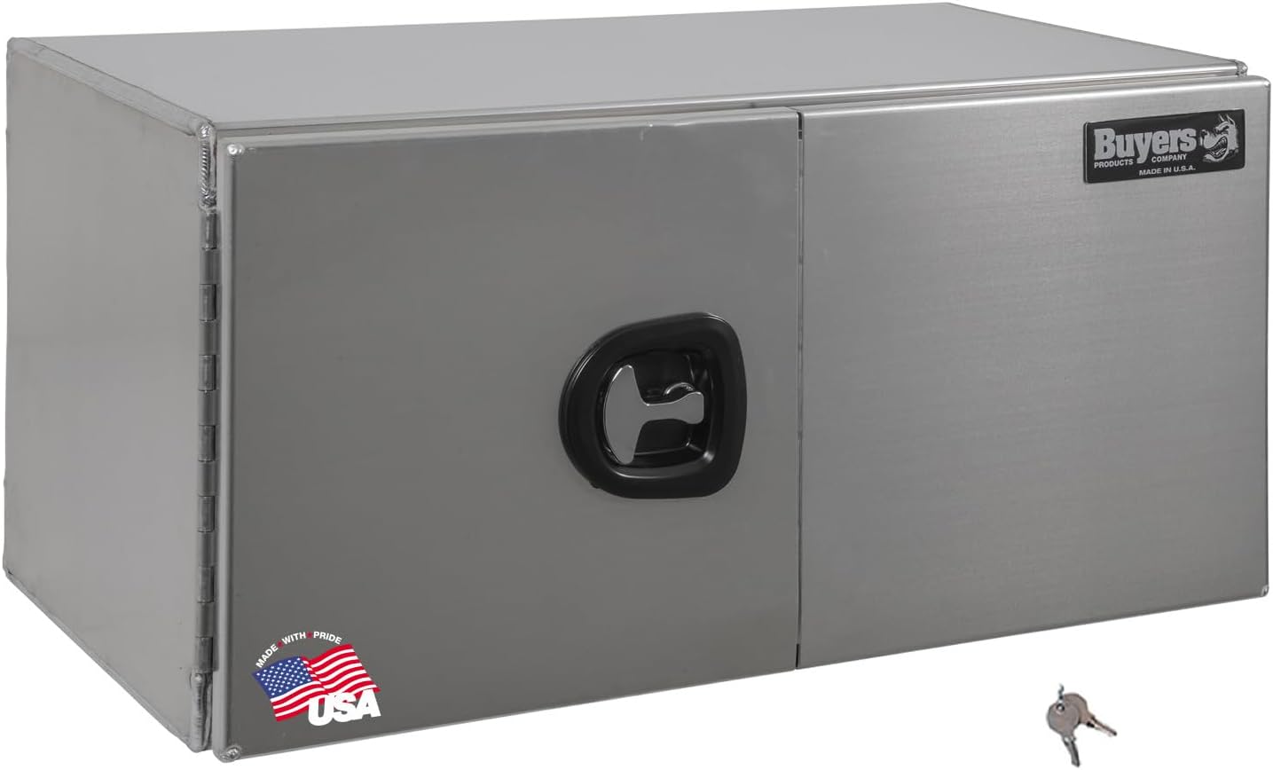 Buyers Products 1705410 Silver Pro Series Smooth Aluminum Underbody Truck Box with Barn Door, 18x18x48 Inch, Durable Vehicle Tool Box for Storage and Organization
