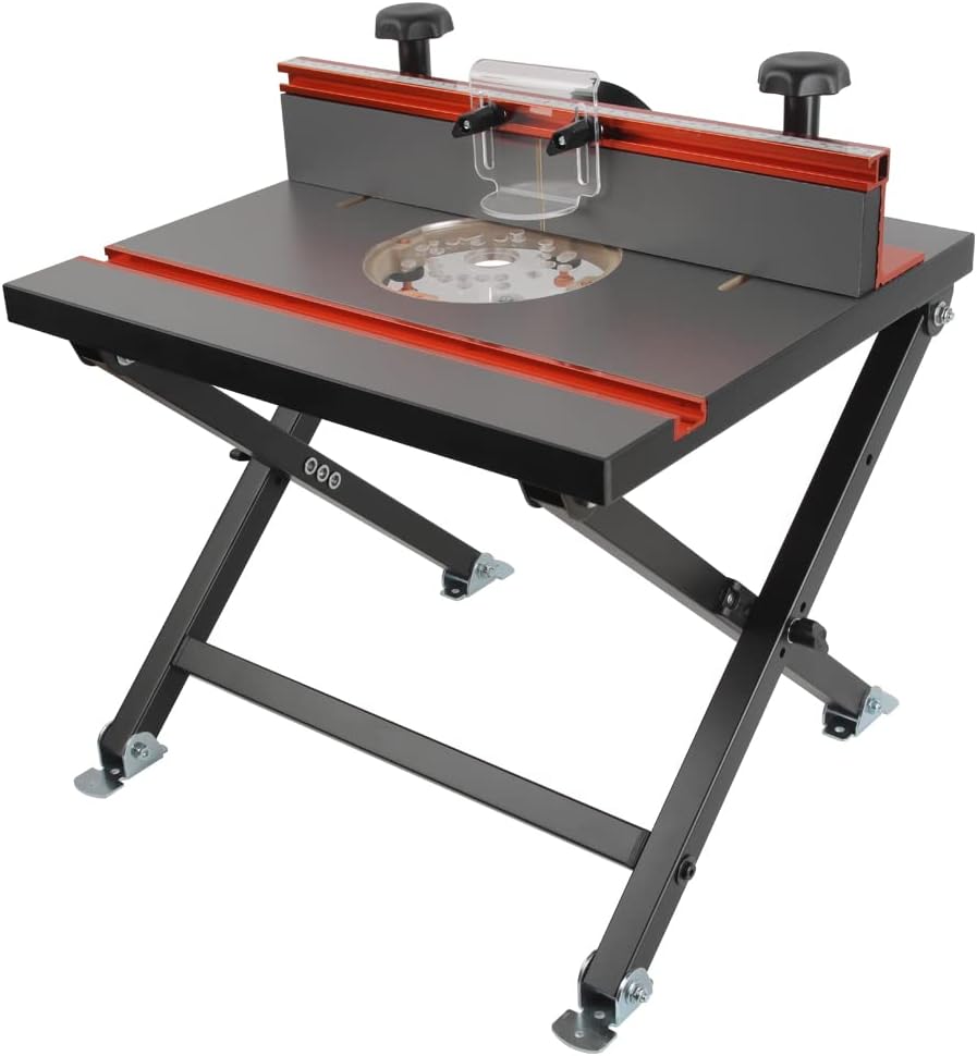 O'SKOOL Quick Convertible and Foldable Benchtop Trim Router Table with Insert Plate Kit, RTS10