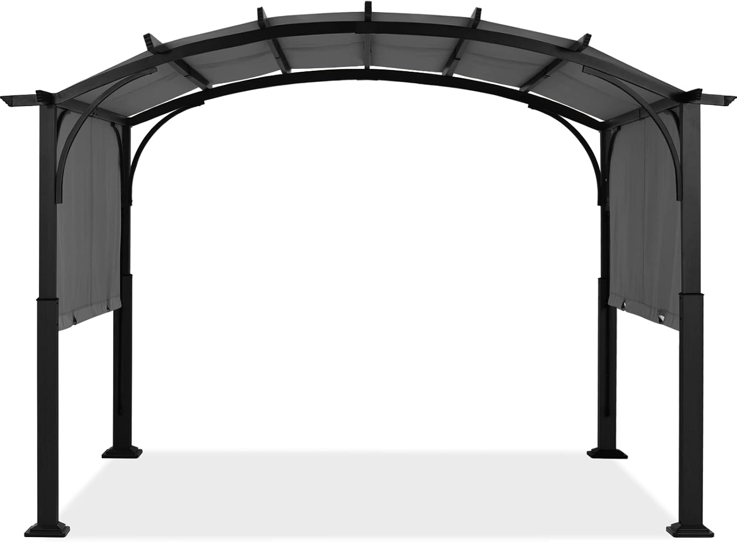 ABCCANOPY Outdoor Pergola 10'x10', Arched Patio Pergola with Retractable Sun Shade, Dark Gray