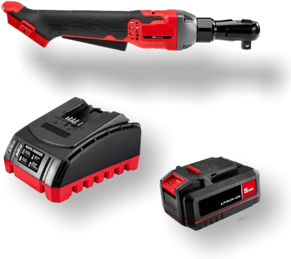 NEW! 20-Volt Lithium-Ion Cordless Combo Kit (Complete Power Tool Bundle) with 20V Cordless, 1/2 in. Ratchet, 20V 5Ah Lithium Ion Battery & 20V Rapid Charger - Fits All BAUER 20V Tools