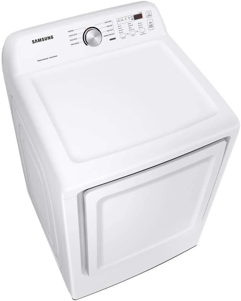 Samsung Smart 4.7 Cu Ft Top Load Washer & 7.4 Cu Ft Electric Dryer, Sensor Stops Overdrying, Low Vibration Quiet Wash, WaterJet w/Power Cords, Hoses, Vent Duct, 1 Year CPS Protection Bundle (White)